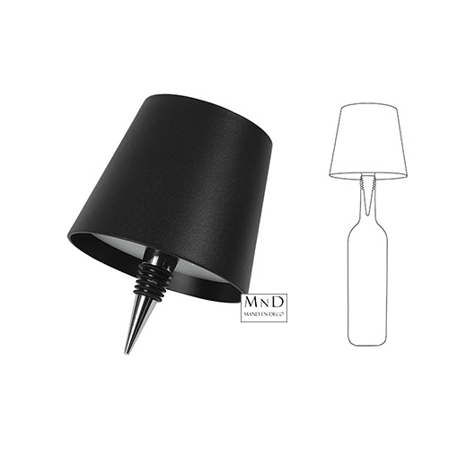 Lamp touch flessenkork LED zwart L10,5B10,5H13CM