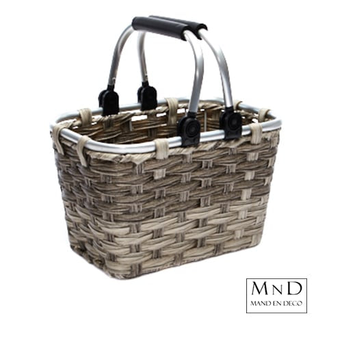 Winkelmand rechthoekig met hengsels 32,5x23x20/43cm, kunststofvlechtwerk