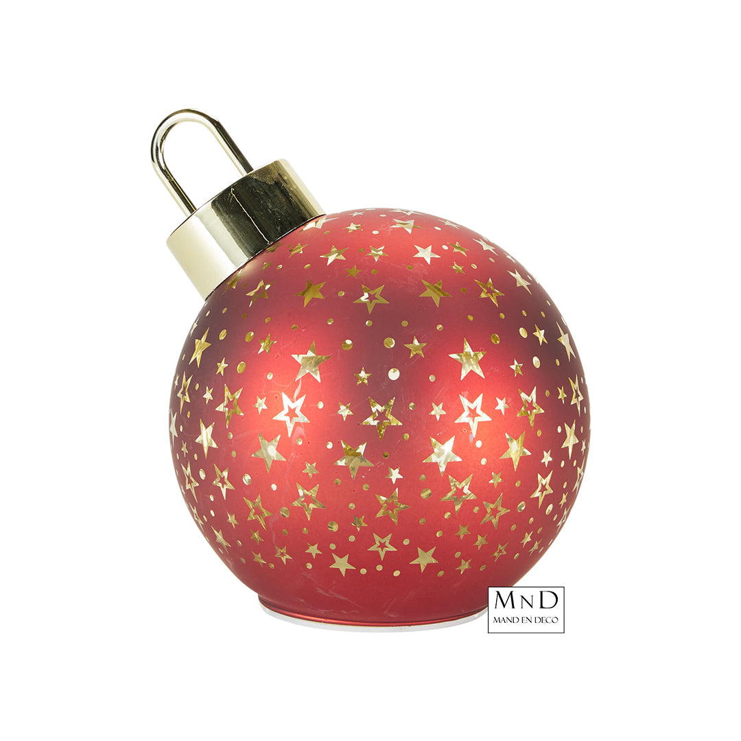Kerstbal Rood Met Led 15cm