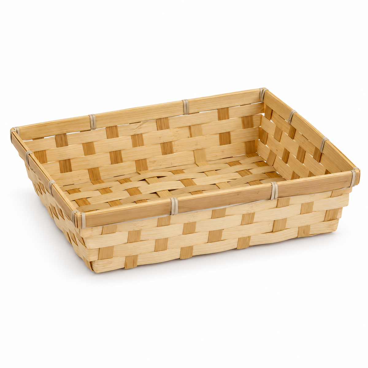 mand rechthoekig 24 x 19 x H 6,5 naturel bamboe