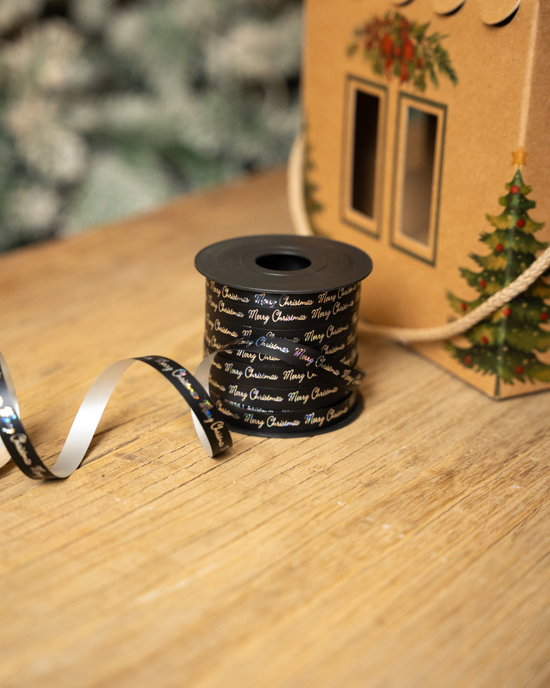 Lint Zwart 'Merry Christmas' DESIGN 1CMx30M