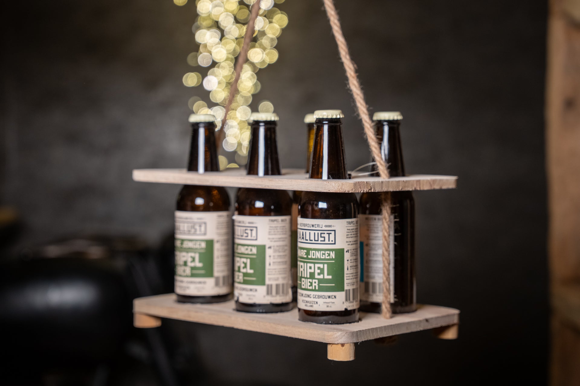 Bier-flesdrager Dastin L naturel voor 6 flesjes 30x20cm. SCHERP GEPRIJSD