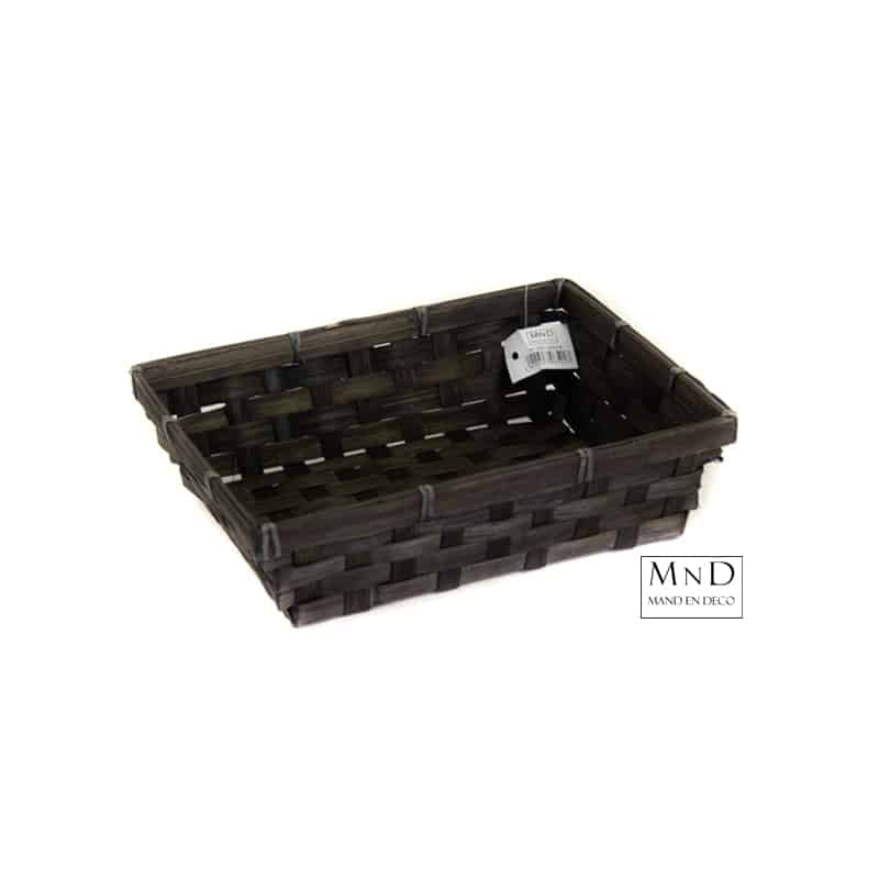Bamboe mand zwart 24x19x6,5cm