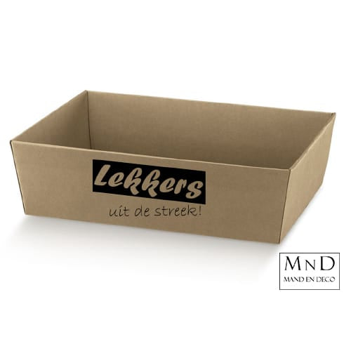 Karton kraft met opdruk LEKKERS UIT DE STREEK 23x17x8cm