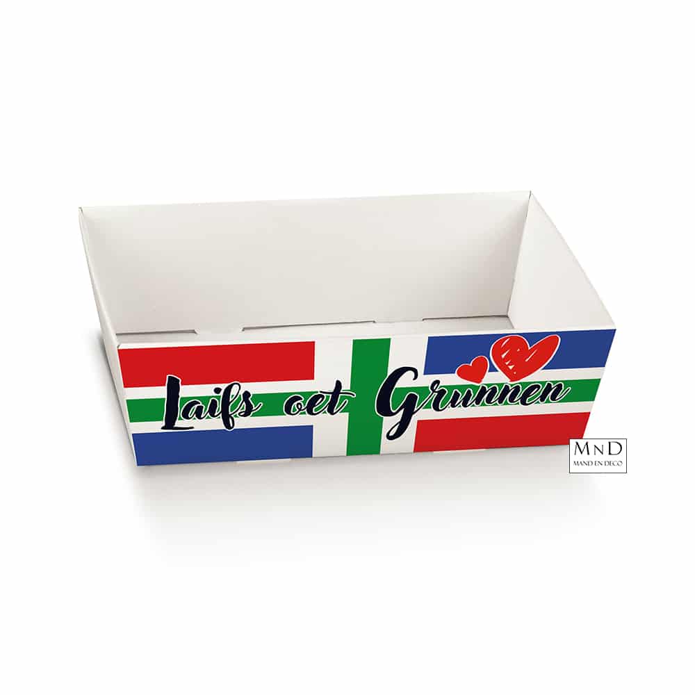 Laifs oet Grunnen kartonnen bakje 23x17x8CM, 2 zijden bedrukt.