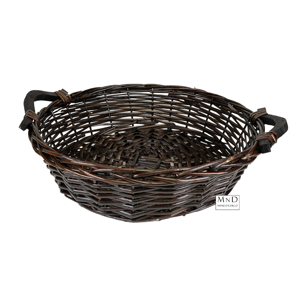 Madrid mand L bruin coffe met houten handvat 40x40x11cm