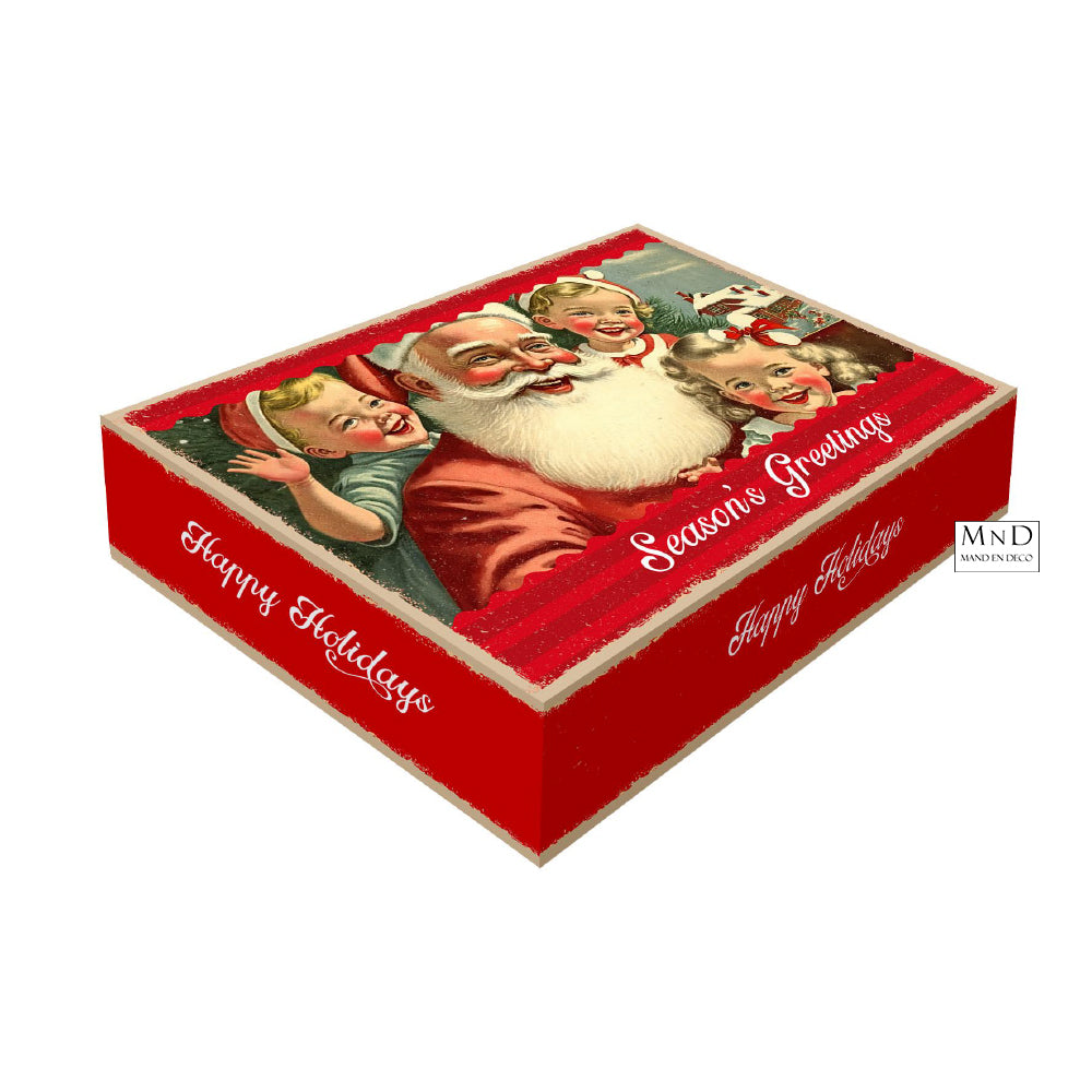 Vintage Christmas doos met deksel 57x37x10,5cm